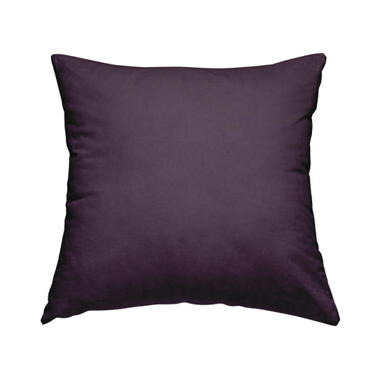 Zouk Plain Durable Velvet Brushed Cotton Effect Upholstery Fabric Raisin Purple Colour - Handmade Cushions
