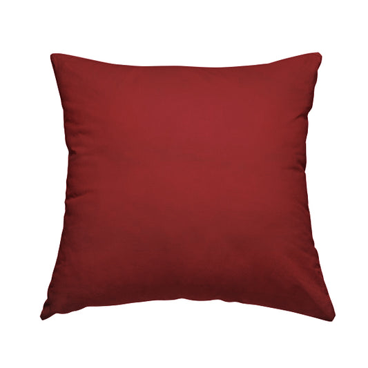 Zouk Plain Durable Velvet Brushed Cotton Effect Upholstery Fabric Scarlet Red Colour - Handmade Cushions