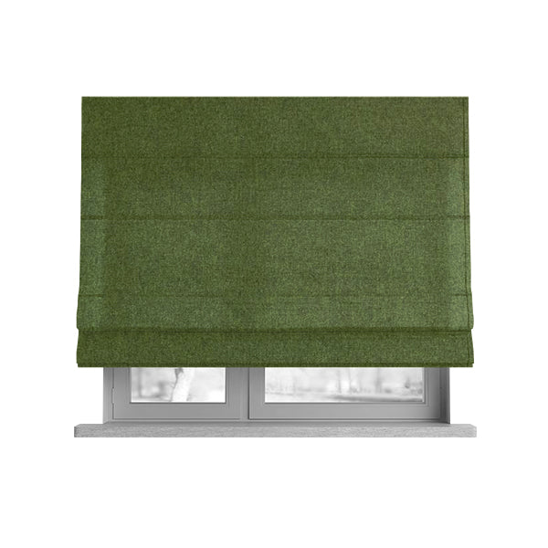 Como Soft Wool Effect Plain Chenille Quality Upholstery Fabric In Green Grass Colour - Roman Blinds