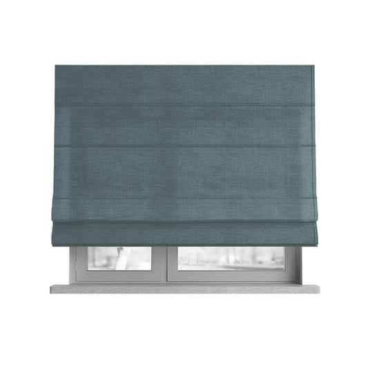 Zouk Plain Durable Velvet Brushed Cotton Effect Upholstery Fabric Slate Blue Grey Colour - Roman Blinds