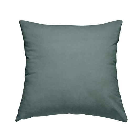 Zouk Plain Durable Velvet Brushed Cotton Effect Upholstery Fabric Slate Blue Grey Colour - Handmade Cushions