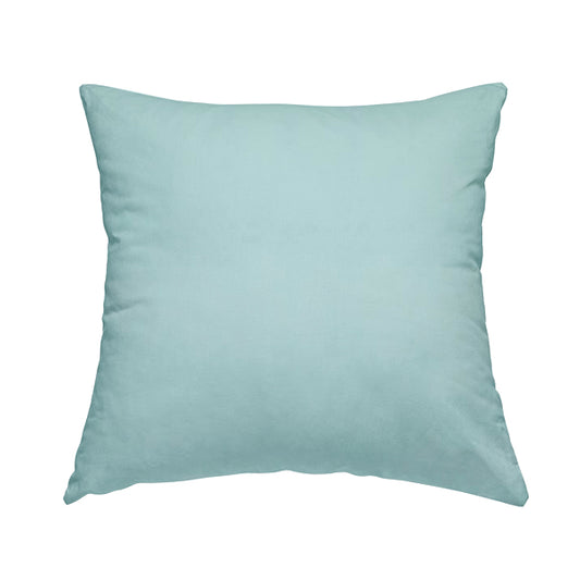 Zouk Plain Durable Velvet Brushed Cotton Effect Upholstery Fabric Sky Blue Colour - Handmade Cushions