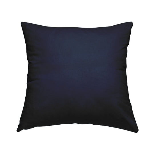 Zouk Plain Durable Velvet Brushed Cotton Effect Upholstery Fabric Indigo Blue Colour - Handmade Cushions