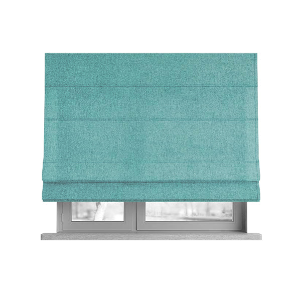 Como Soft Wool Effect Plain Chenille Quality Upholstery Fabric In Teal Blue Colour - Roman Blinds
