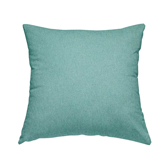 Como Soft Wool Effect Plain Chenille Quality Upholstery Fabric In Teal Blue Colour - Handmade Cushions
