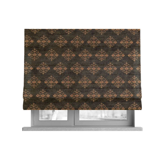 Jaipur Designer Diamond Pattern In Green Gold Colour Furnishing Fabric CTR-06 - Roman Blinds