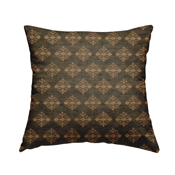 Jaipur Designer Diamond Pattern In Green Gold Colour Furnishing Fabric CTR-06 - Handmade Cushions