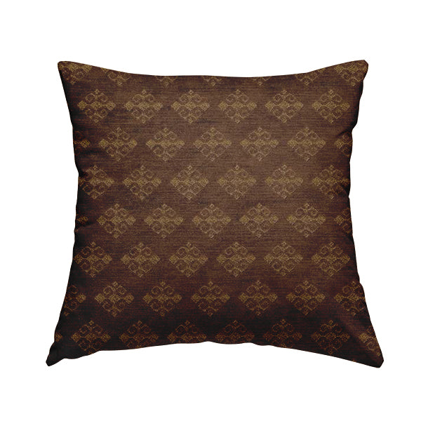 Jaipur Designer Diamond Pattern In Brown Gold Colour Furnishing Fabric CTR-08 - Handmade Cushions