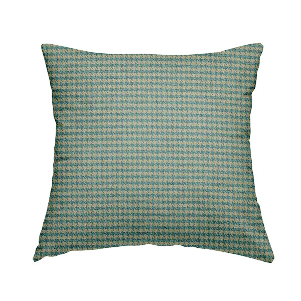 Bainbridge Woven Hounds Dogs Tooth Pattern In Blue Beige Colour Upholstery Fabric CTR-12 - Handmade Cushions