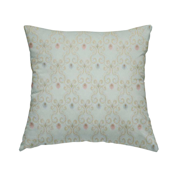 Saliha Regency Medallion Pattern Fabric Azure Collection Fabrics CTR-32 - Handmade Cushions