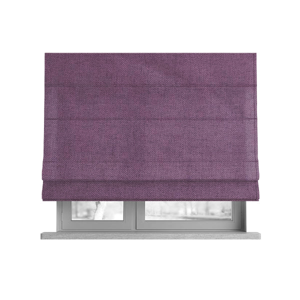 Aldwych Herringbone Soft Wool Textured Chenille Material Amethyst Purple Furnishing Fabric - Roman Blinds