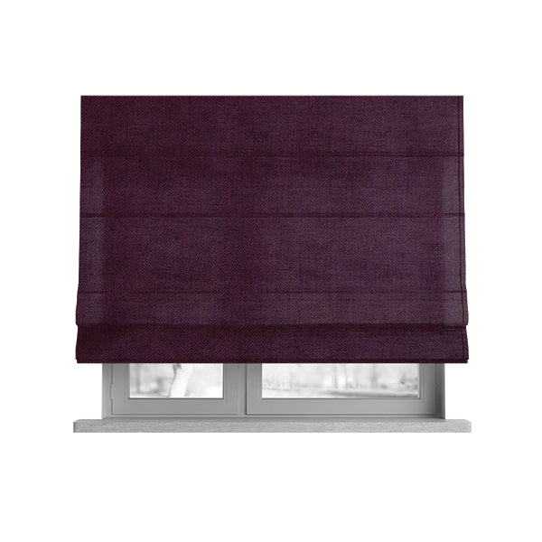 Aldwych Herringbone Soft Wool Textured Chenille Material Purple Furnishing Fabric - Roman Blinds