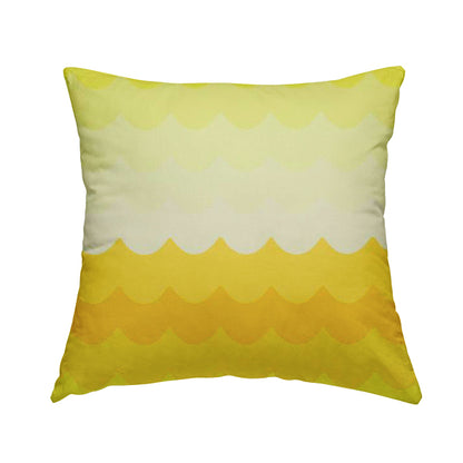 Freedom Printed Velvet Fabric Collection Yellow Waves Pattern Upholstery Fabric CTR-49 - Handmade Cushions