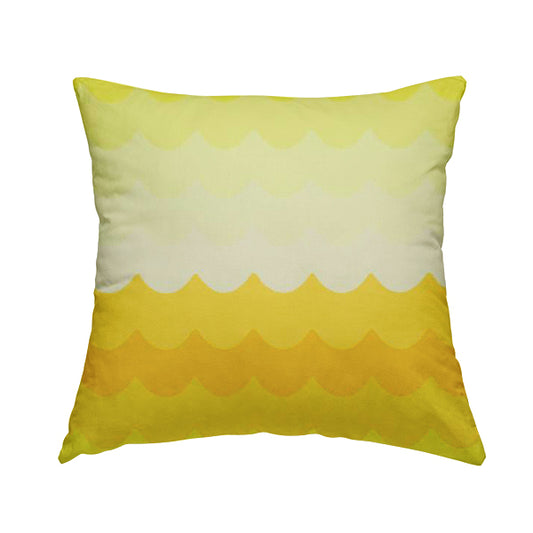 Freedom Printed Velvet Fabric Collection Yellow Waves Pattern Upholstery Fabric CTR-49 - Handmade Cushions