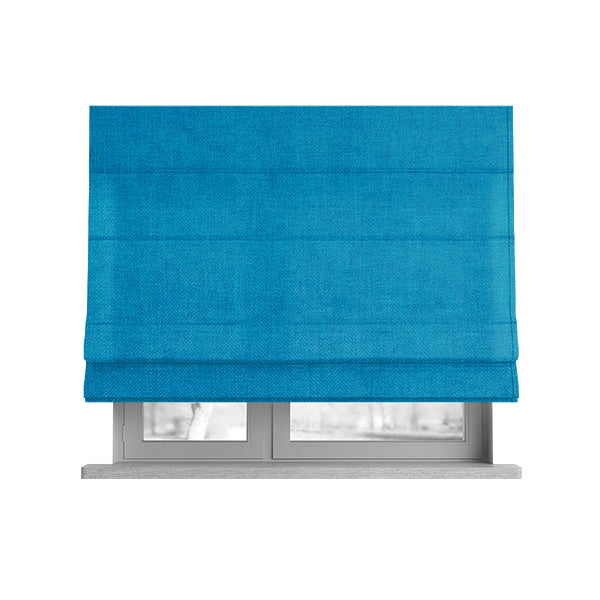 Aldwych Herringbone Soft Wool Textured Chenille Material Light Blue Furnishing Fabric - Roman Blinds