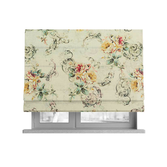Freedom Printed Velvet Fabric Collection Floral Pattern Upholstery Fabric CTR-75 - Roman Blinds
