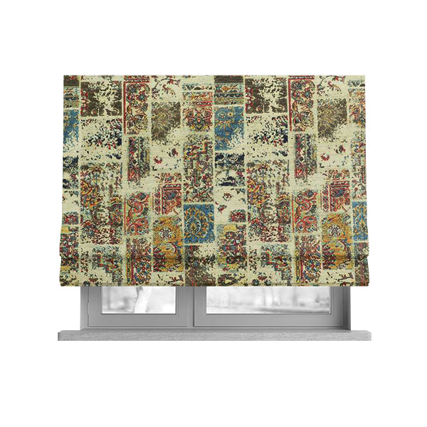 Freedom Printed Velvet Fabric Collection Patchwork Wall Art Pattern Upholstery Fabric CTR-76 - Roman Blinds