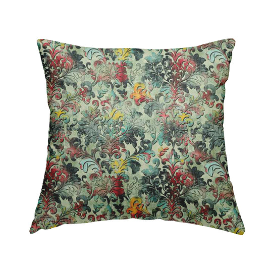 Freedom Printed Velvet Fabric Collection Floral Damask Multi Colour Upholstery Fabric CTR-77 - Handmade Cushions