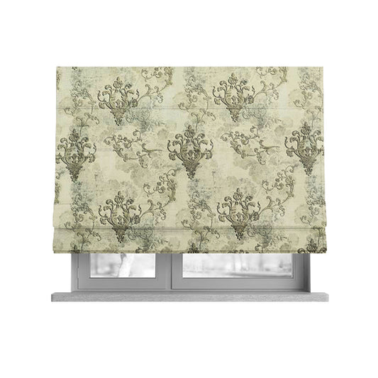 Freedom Printed Velvet Fabric Collection Damask Pattern In Brown Colour Upholstery Fabric CTR-81 - Roman Blinds
