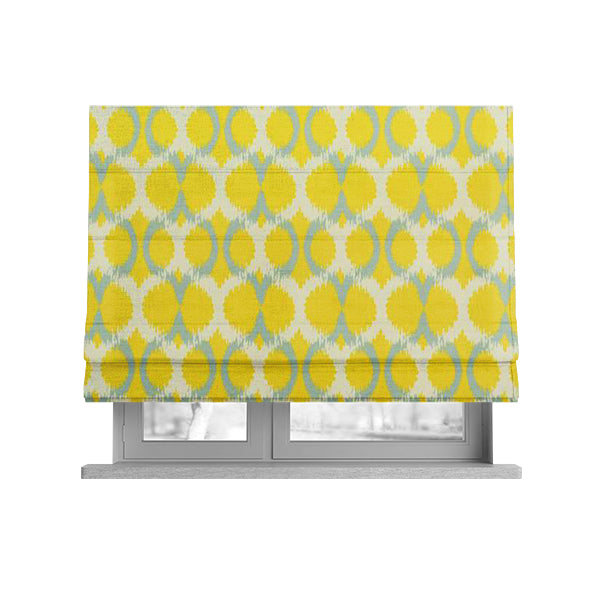 Freedom Printed Velvet Fabric Collection Small Damask Pattern In Yellow Grey Colour Upholstery Fabric CTR-84 - Roman Blinds
