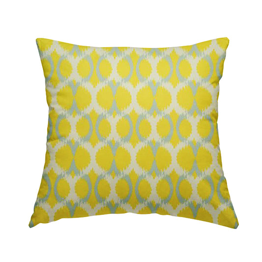 Freedom Printed Velvet Fabric Collection Small Damask Pattern In Yellow Grey Colour Upholstery Fabric CTR-84 - Handmade Cushions