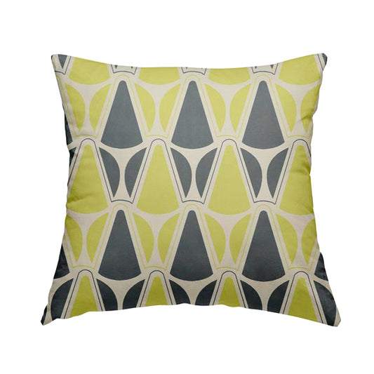 Freedom Printed Velvet Fabric Collection Geometric Pattern In Grey Green Colour Upholstery Fabric CTR-86 - Handmade Cushions