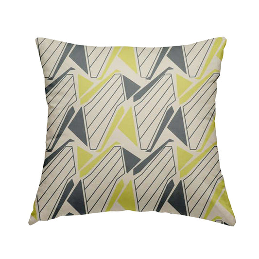 Freedom Printed Velvet Fabric Collection Geometric Pattern In Grey Green Colour Upholstery Fabric CTR-88 - Handmade Cushions