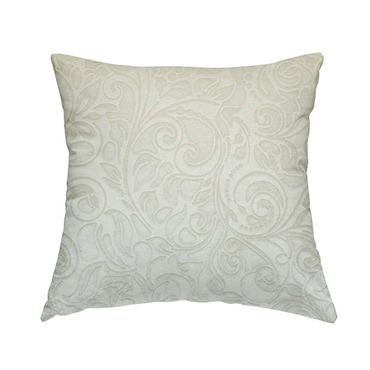 Delight Shiny Floral Embossed Pattern Velvet Fabric In Silver Colour Upholstery Fabric CTR-96 - Handmade Cushions