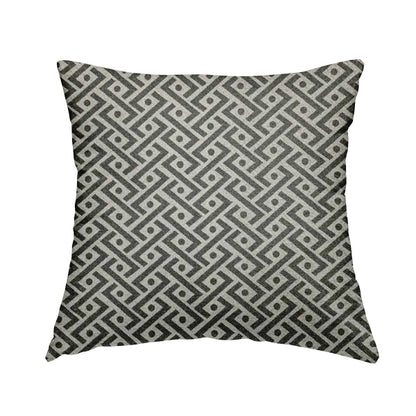 Elemental Collection Geometric Chevron Pattern Soft Wool Textured Grey White Colour Upholstery Fabric CTR-111 - Handmade Cushions