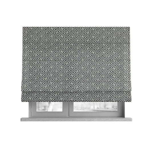 Elemental Collection Geometric Pattern Soft Wool Textured Grey White Colour Upholstery Fabric CTR-113 - Roman Blinds