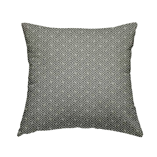 Elemental Collection Geometric Pattern Soft Wool Textured Grey White Colour Upholstery Fabric CTR-113 - Handmade Cushions