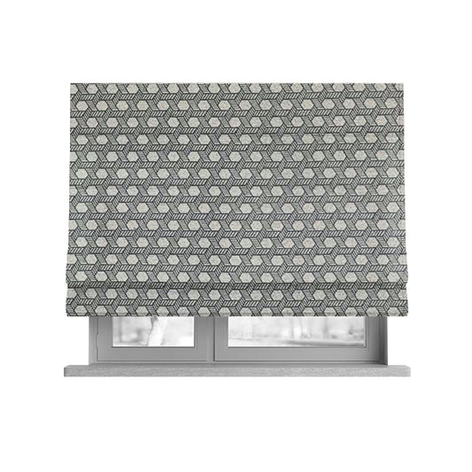 Elemental Collection Geometric Pattern Soft Wool Textured Grey White Colour Upholstery Fabric CTR-115 - Roman Blinds