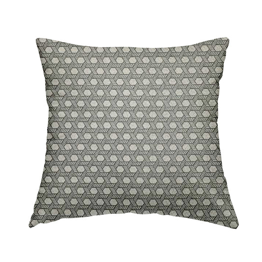 Elemental Collection Geometric Pattern Soft Wool Textured Grey White Colour Upholstery Fabric CTR-115 - Handmade Cushions
