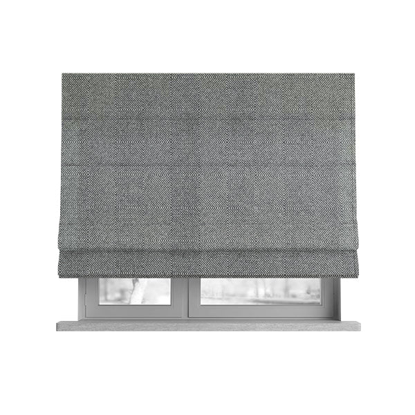 Elemental Collection 3D Geometric Shape Pattern Soft Wool Textured Grey White Colour Upholstery Fabric CTR-117 - Roman Blinds