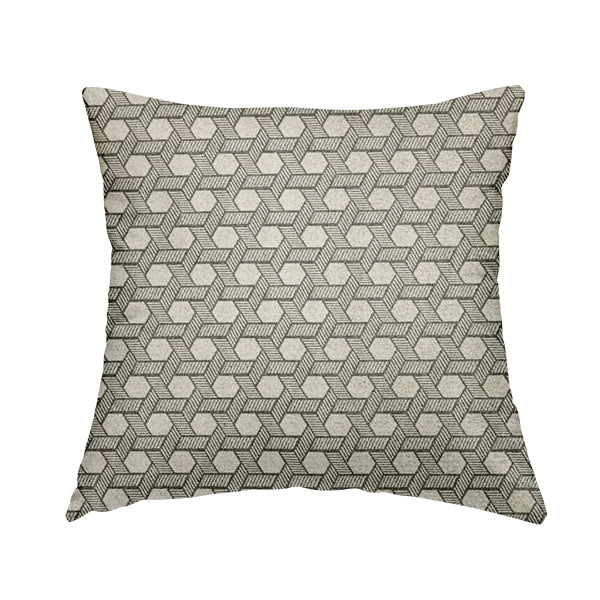 Elemental Collection Geometric Pattern Soft Wool Textured Grey White Colour Upholstery Fabric CTR-119 - Handmade Cushions