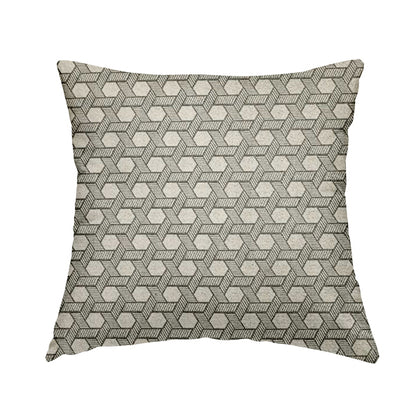 Elemental Collection Geometric Pattern Soft Wool Textured Grey White Colour Upholstery Fabric CTR-119 - Handmade Cushions