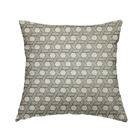 Elemental Collection Geometric Pattern Soft Wool Textured Grey White Colour Upholstery Fabric CTR-119 - Handmade Cushions