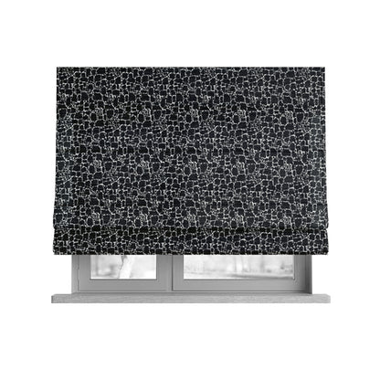 Ketu Collection Of Woven Chenille Pebble Stone Effect Black Grey Colour Furnishing Fabrics CTR-123 - Roman Blinds