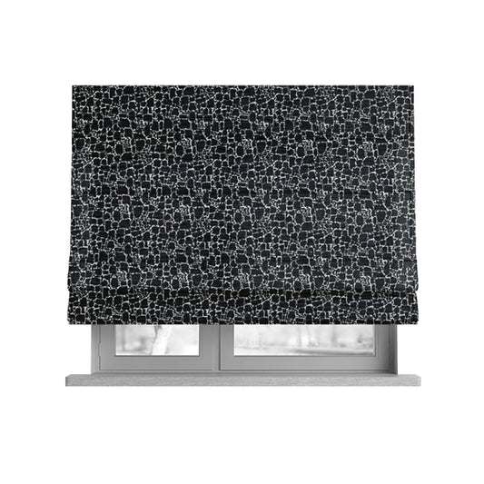 Ketu Collection Of Woven Chenille Pebble Stone Effect Black Grey Colour Furnishing Fabrics CTR-123 - Roman Blinds