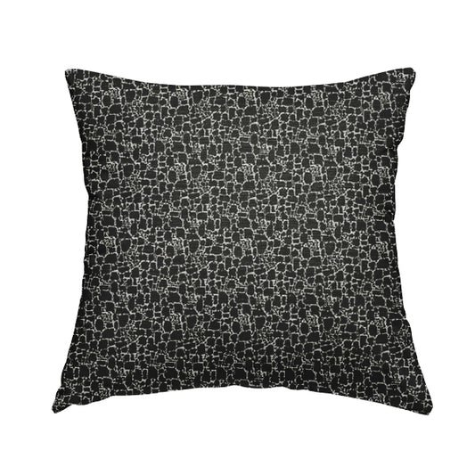 Ketu Collection Of Woven Chenille Pebble Stone Effect Black Grey Colour Furnishing Fabrics CTR-123 - Handmade Cushions