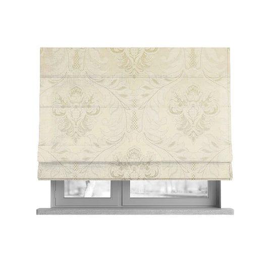 Sultan Collection Damask Pattern Golden Shine Effect Cream Colour Upholstery Fabric CTR-130 - Roman Blinds
