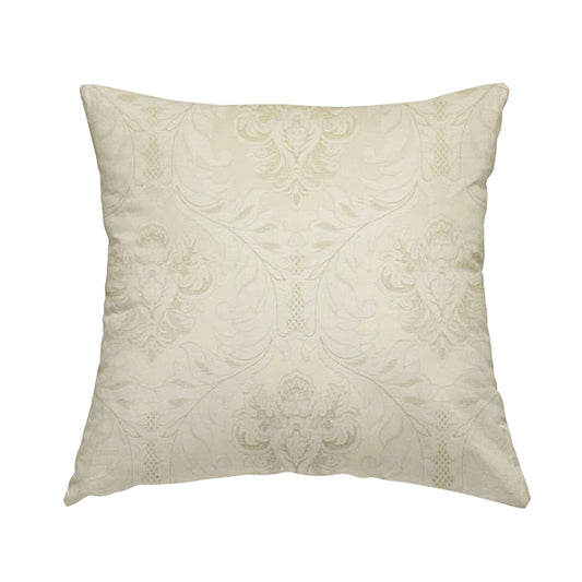 Sultan Collection Damask Pattern Golden Shine Effect Cream Colour Upholstery Fabric CTR-130 - Handmade Cushions