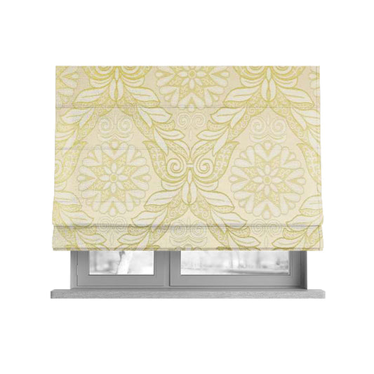 Sultan Collection Damask Floral Pattern Gold Shine Effect Colour Upholstery Fabric CTR-139 - Roman Blinds