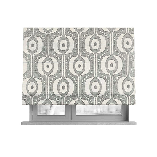 Apocalypse Geometric Pattern Fabric In Silver Grey Colour Upholstery Fabric CTR-141 - Roman Blinds