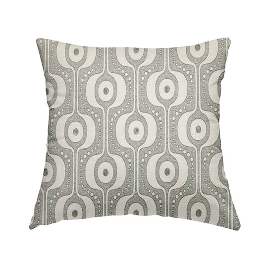 Apocalypse Geometric Pattern Fabric In Silver Grey Colour Upholstery Fabric CTR-141 - Handmade Cushions