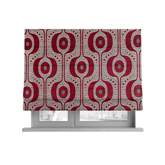 Apocalypse Geometric Pattern Fabric In Red Colour Upholstery Fabric CTR-142 - Roman Blinds