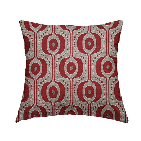 Apocalypse Geometric Pattern Fabric In Red Colour Upholstery Fabric CTR-142 - Handmade Cushions