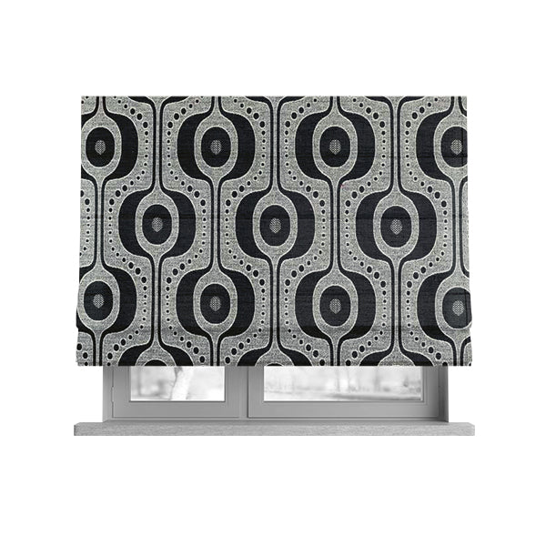 Apocalypse Geometric Pattern Fabric In Black Colour Upholstery Fabric CTR-144 - Roman Blinds