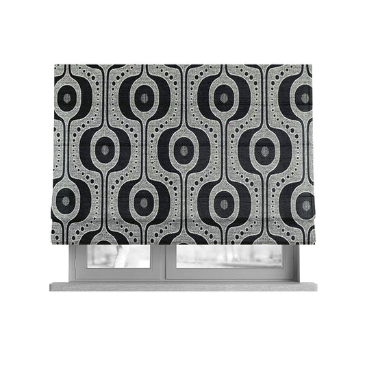 Apocalypse Geometric Pattern Fabric In Black Colour Upholstery Fabric CTR-144 - Roman Blinds