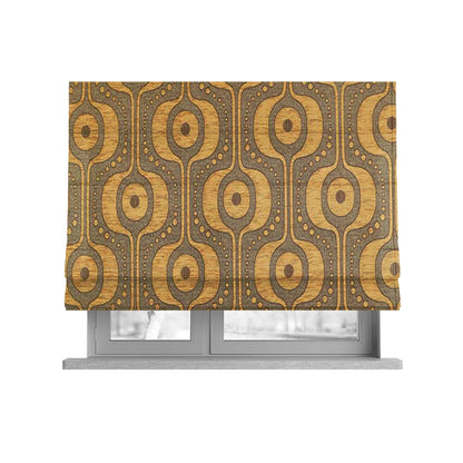 Apocalypse Geometric Pattern Fabric In Gold Colour Upholstery Fabric CTR-145 - Roman Blinds